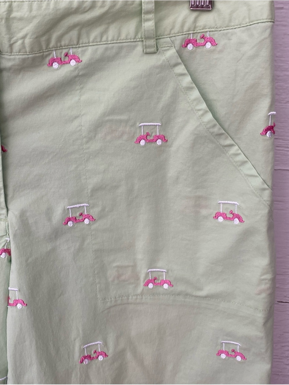 Lilly Pulitzer Pants Womens 10 Neon Green Golf Theme Embroidered Preppy Cropped - Picture 2 of 8